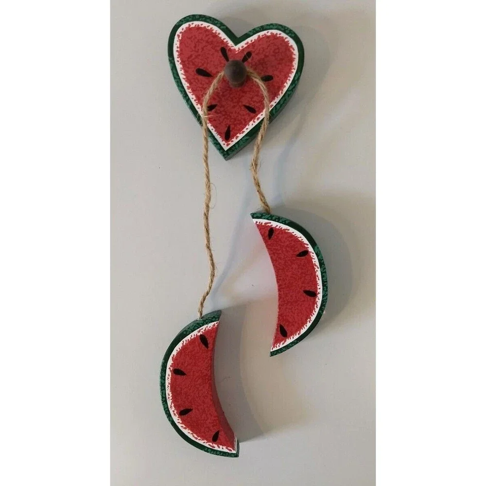 Wooden WATERMELON Slices Hanging Wall Decor Vintage HomeCo Summer Farmhouse‎ NEW
